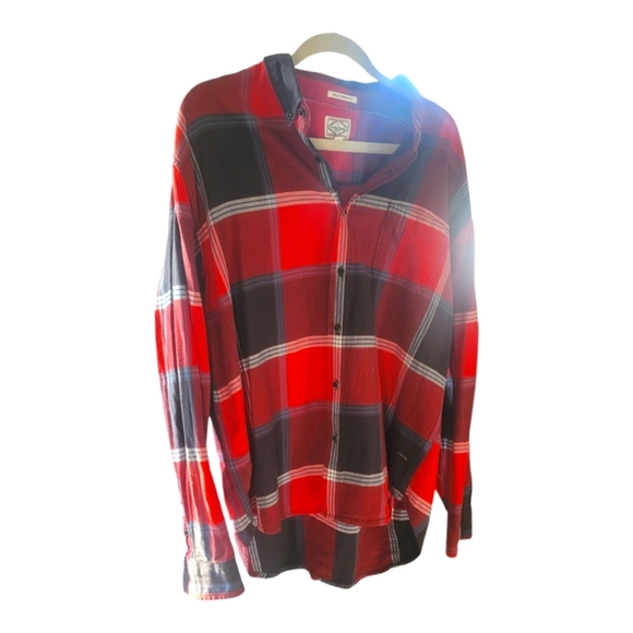 Lucky Brand Men's Red/Blue Plaid Flannel California Fit Button Down Shirt, Sz. L - Picture 1 of 4